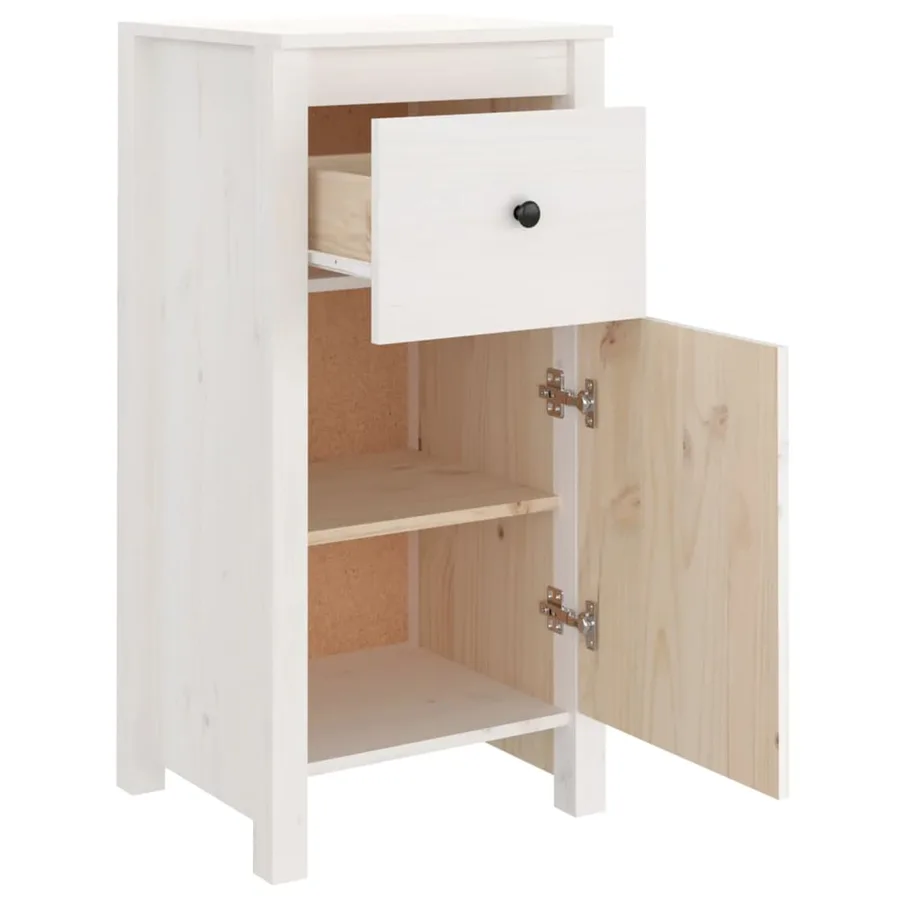 Buffet blanc 40x35x80 cm bois massif de pin - 5