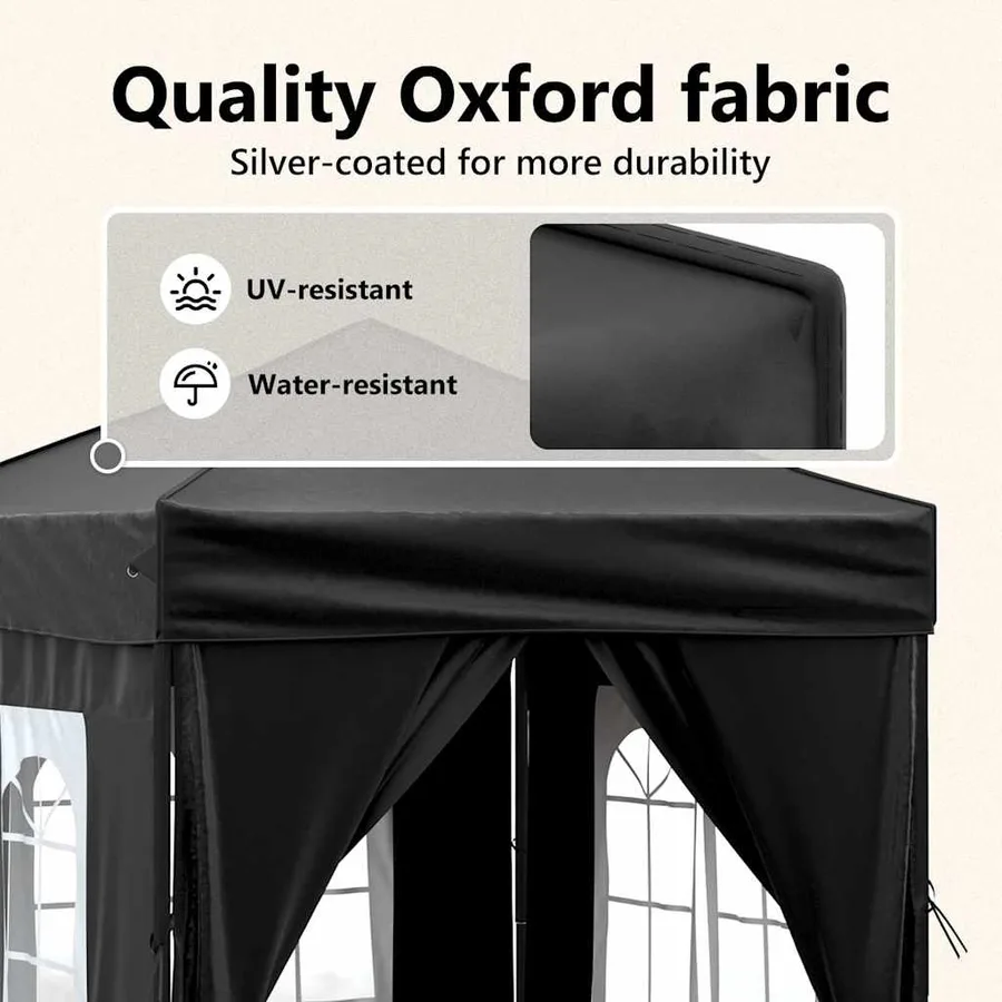 Tente de réception pliable avec parois Noir 2x2 m - 11