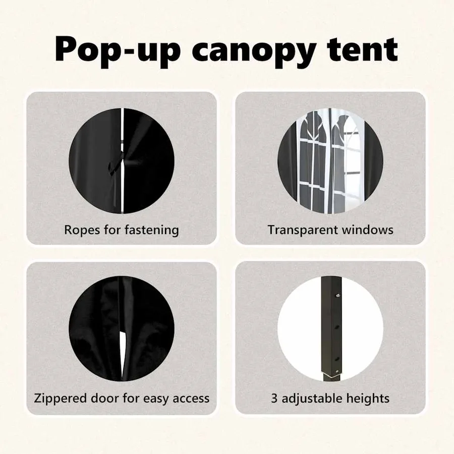 Tente de réception pliable avec parois Noir 2x2 m - 13
