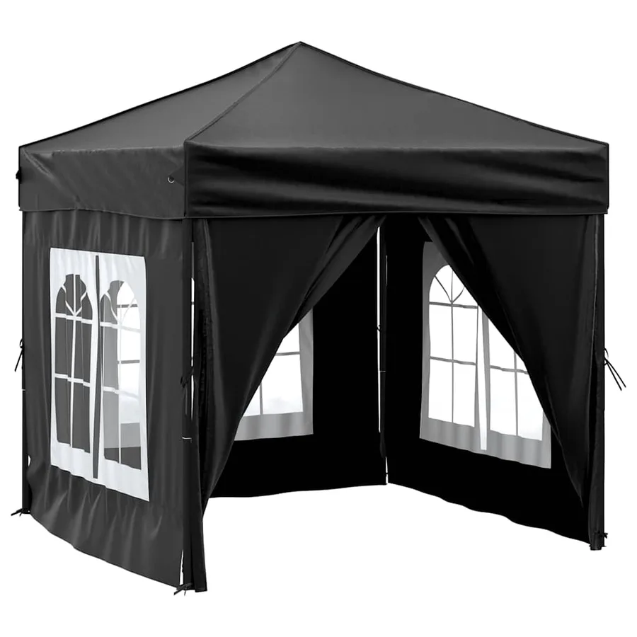 Tente de réception pliable avec parois Noir 2x2 m - 2
