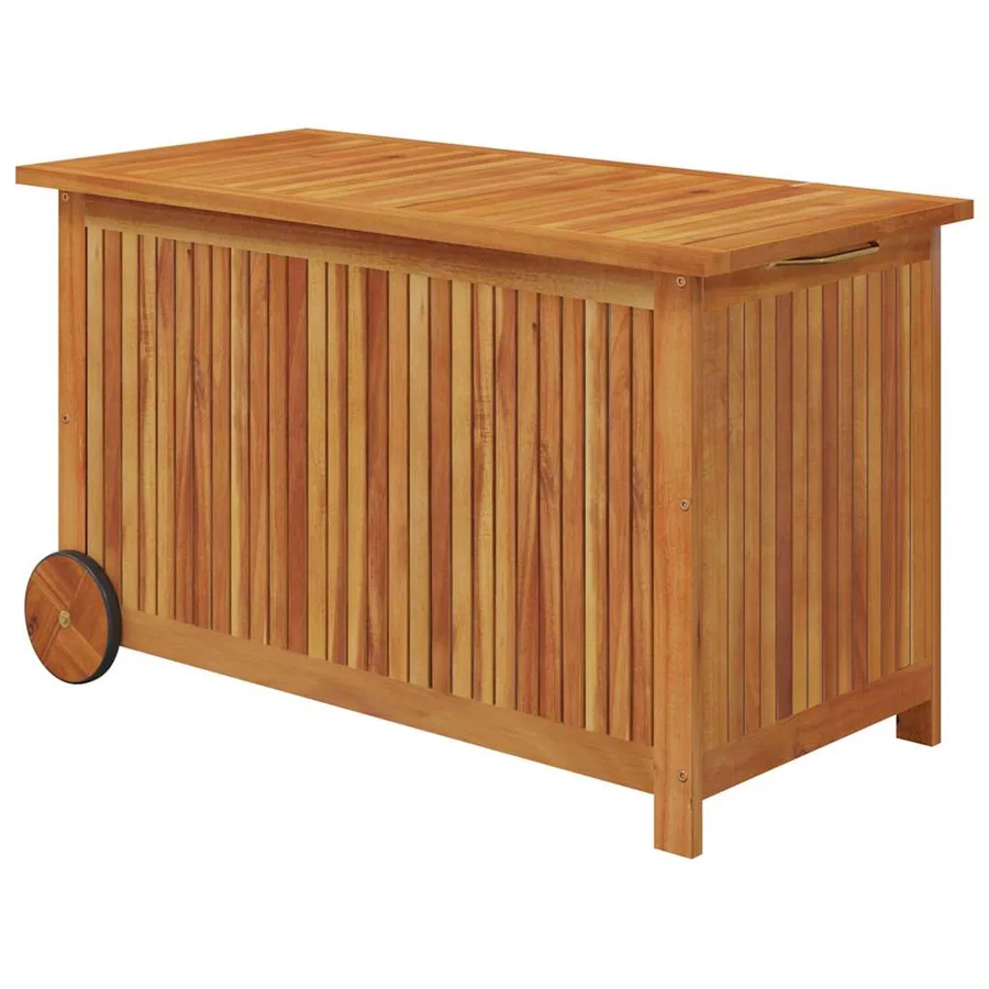 Boîte de rangement de jardin avec roues 90x50x58 cm Bois acacia - 2