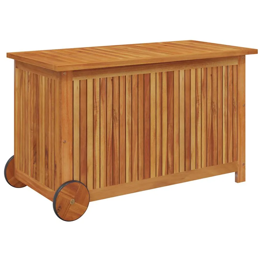 Boîte de rangement de jardin avec roues 90x50x58 cm Bois acacia - 3