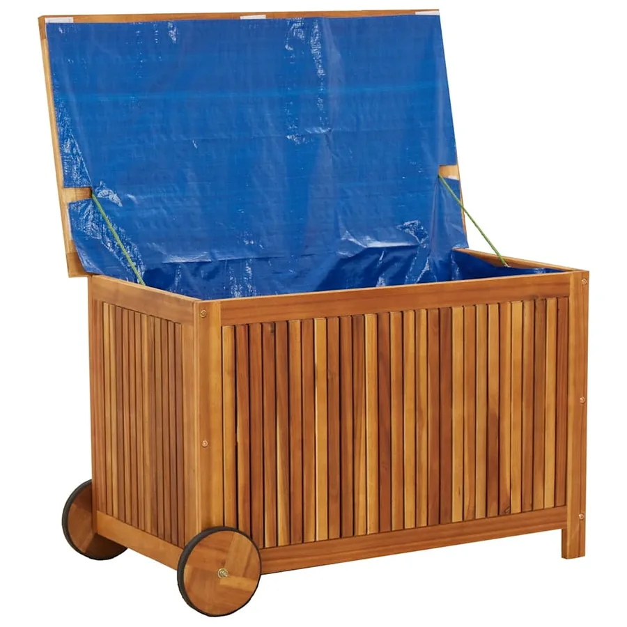 Boîte de rangement de jardin avec roues 90x50x58 cm Bois acacia - 6