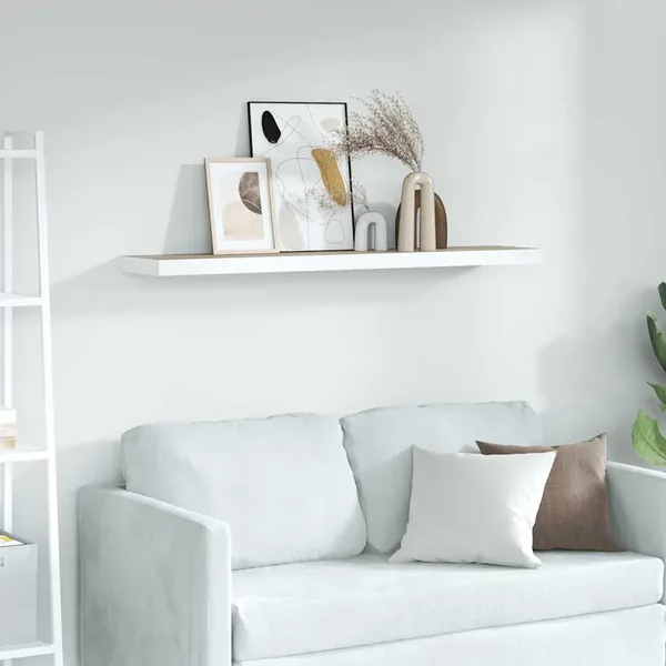 Étagère flottante murale chêne et blanc 120x23,5x3,8 cm MDF