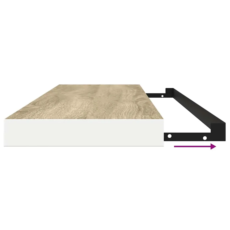 Étagère flottante murale chêne et blanc 120x23,5x3,8 cm MDF - 10