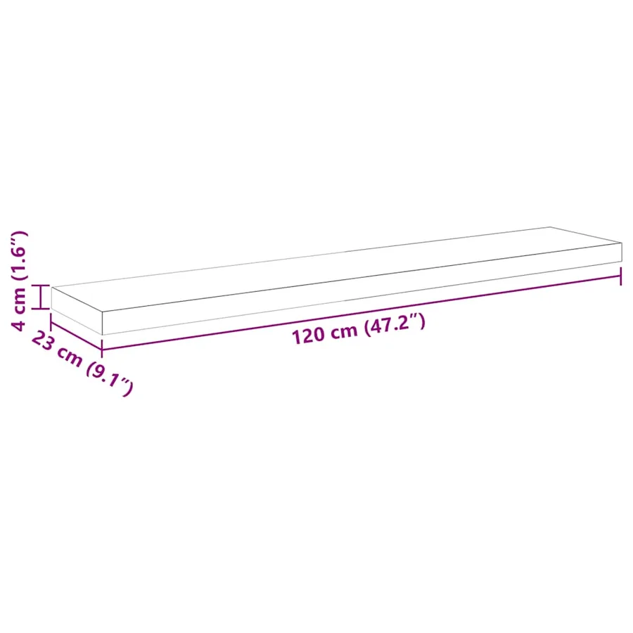 Étagère flottante murale chêne et blanc 120x23,5x3,8 cm MDF - 16