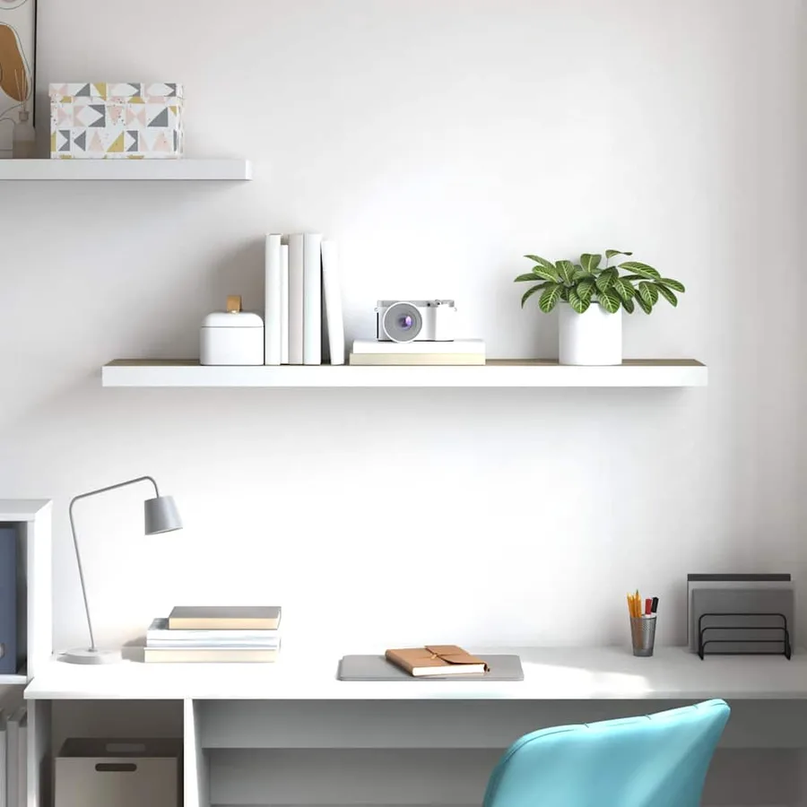 Étagère flottante murale chêne et blanc 120x23,5x3,8 cm MDF - 3