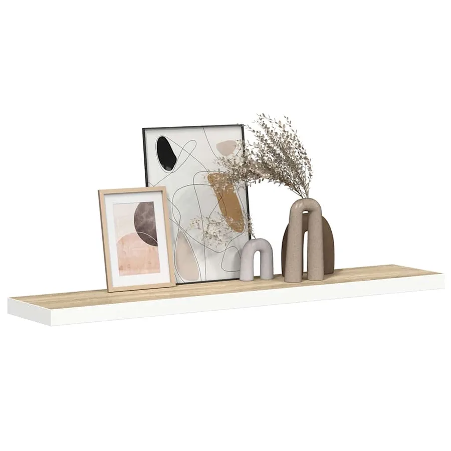 Étagère flottante murale chêne et blanc 120x23,5x3,8 cm MDF - 5