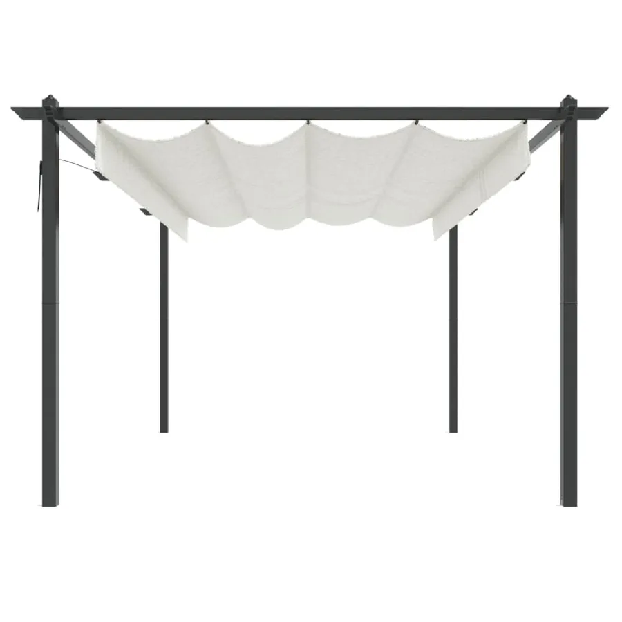 Tonnelle de jardin avec toit rétractable 4x3 m Crème - 4