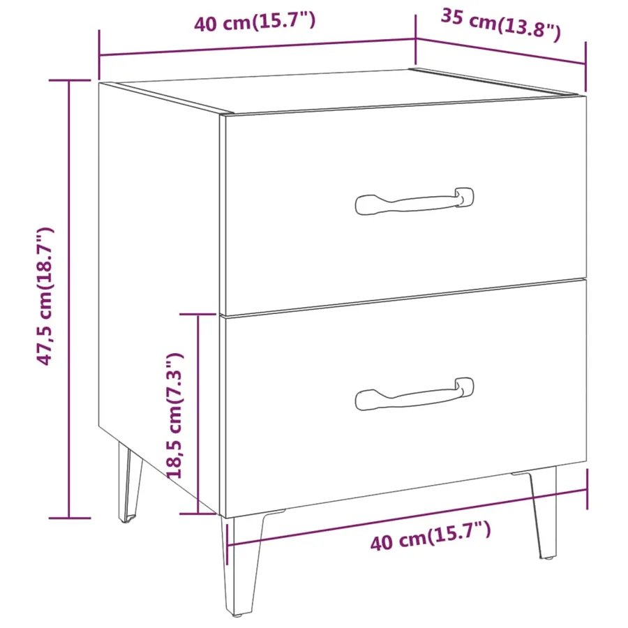 Table de chevet Chêne sonoma 40x35x47,5 cm - 7