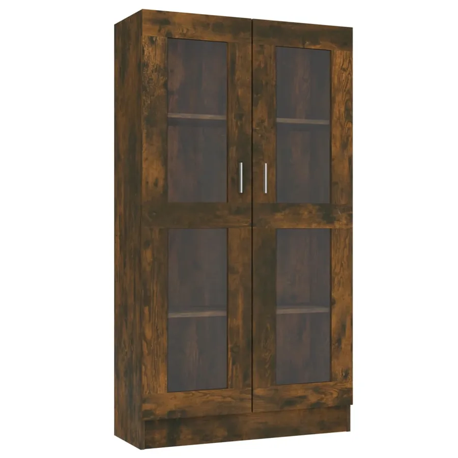 Armoire à vitrine Chêne fumé 82,5x30,5x150 cm Bois d'ingénierie - 2