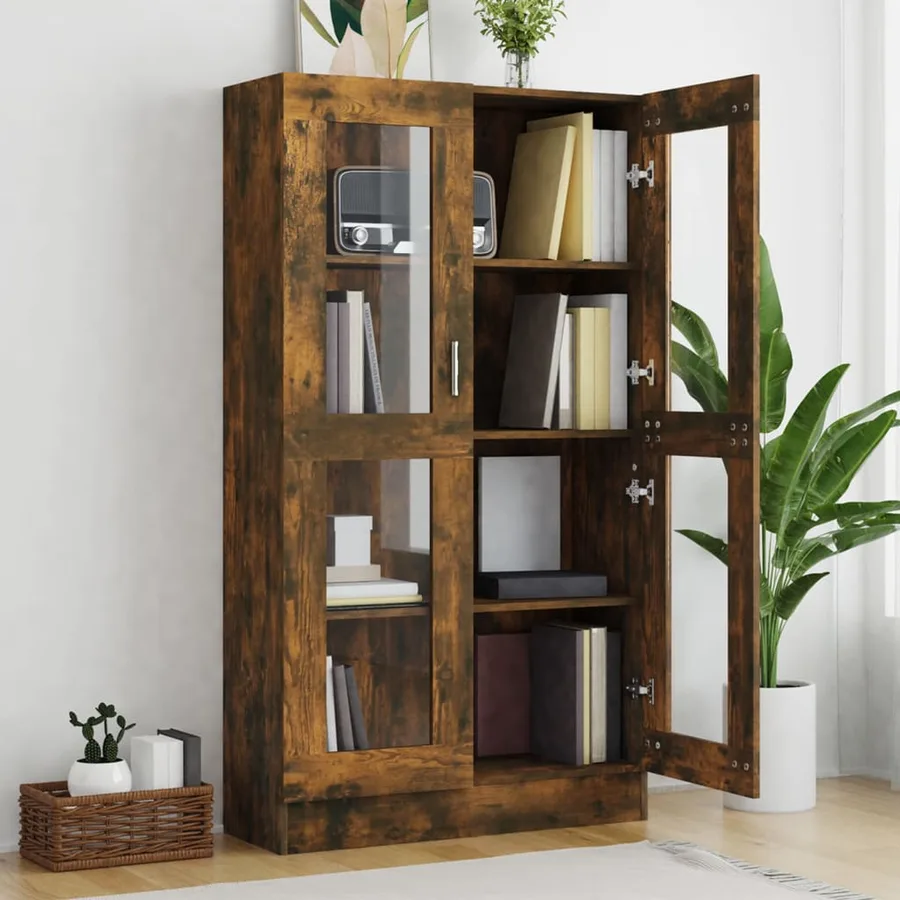 Armoire à vitrine Chêne fumé 82,5x30,5x150 cm Bois d'ingénierie - 3