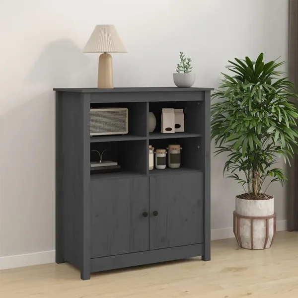 Buffet Gris 83x41,5x100 cm Bois massif de pin