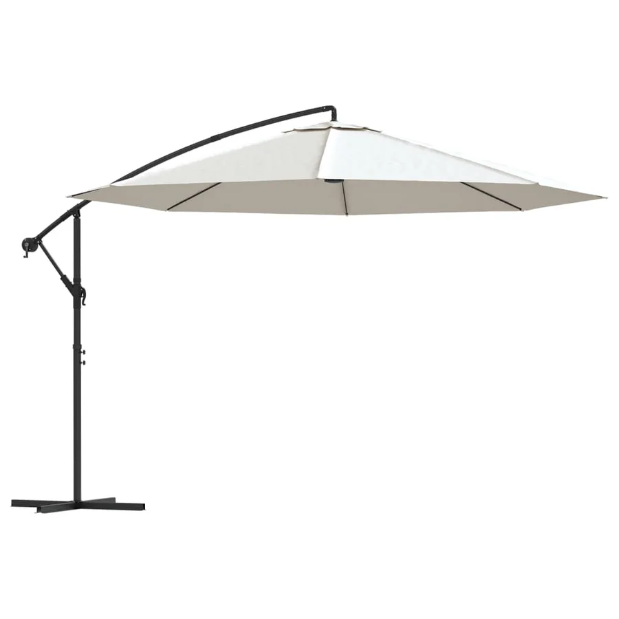 Parasol de jardin en porte-à-faux 3,5 m blanc sable - 2