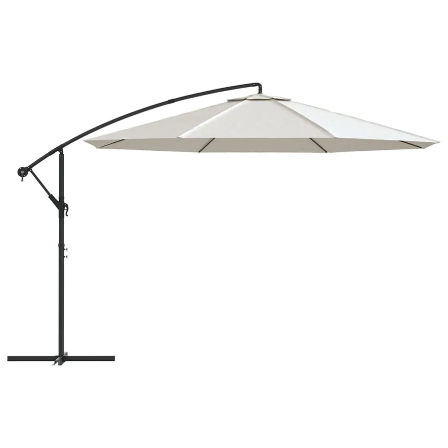 Parasol de jardin en porte-à-faux 3,5 m blanc sable - 3