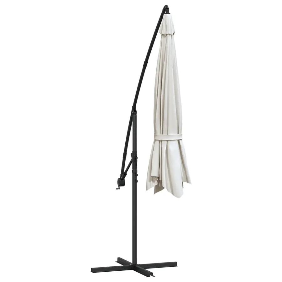 Parasol de jardin en porte-à-faux 3,5 m blanc sable - 6