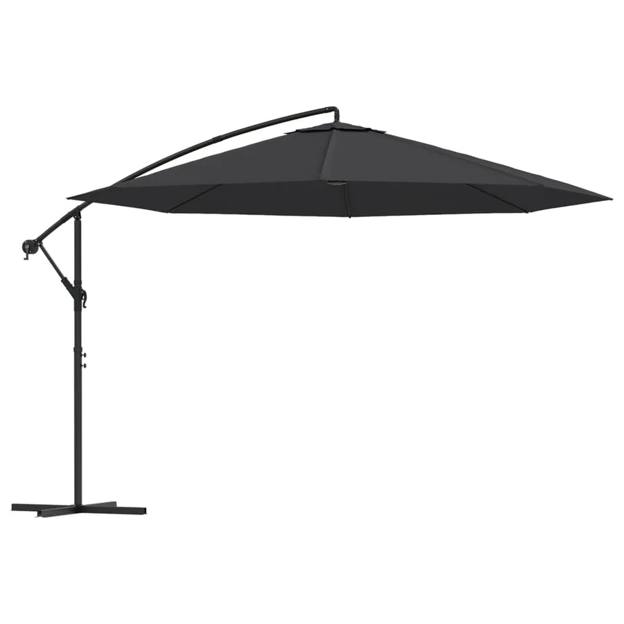 Parasol de jardin en porte-à-faux avec mât en aluminium noir - 2
