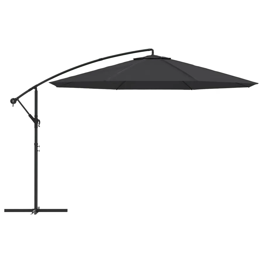 Parasol de jardin en porte-à-faux avec mât en aluminium noir - 3