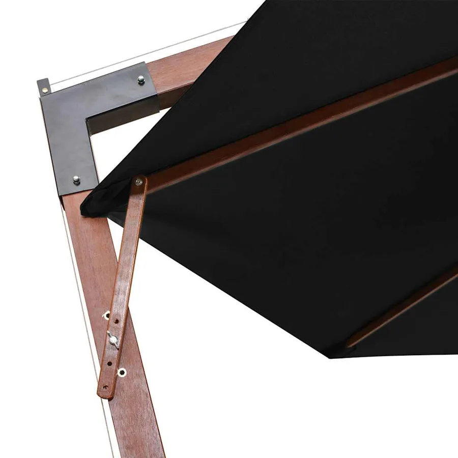 Parasol de jardin suspendu avec mât noir bois de sapin massif - 6