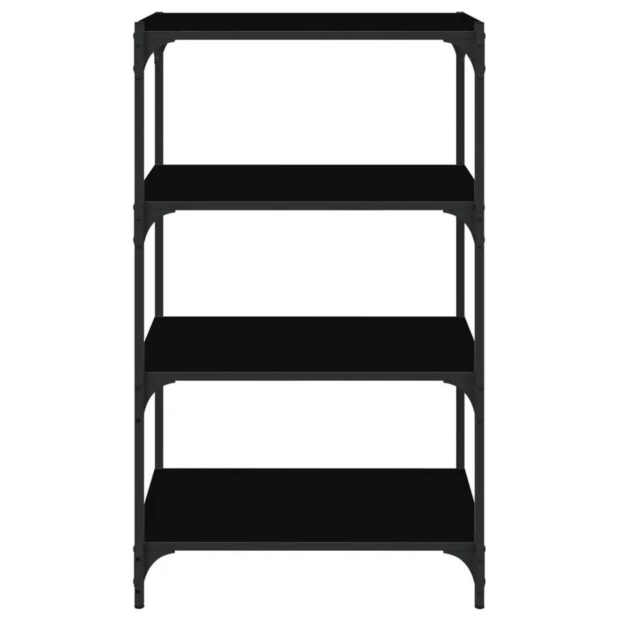 Bibliothèque Noir 60x33x100 cm Bois d'ingénierie et acier - 5