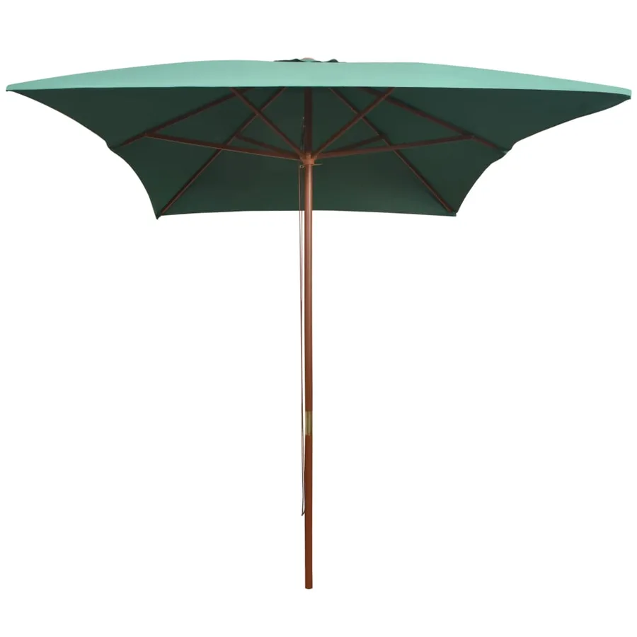 Parasol avec poteau en bois 200 x 300 cm Vert - 2