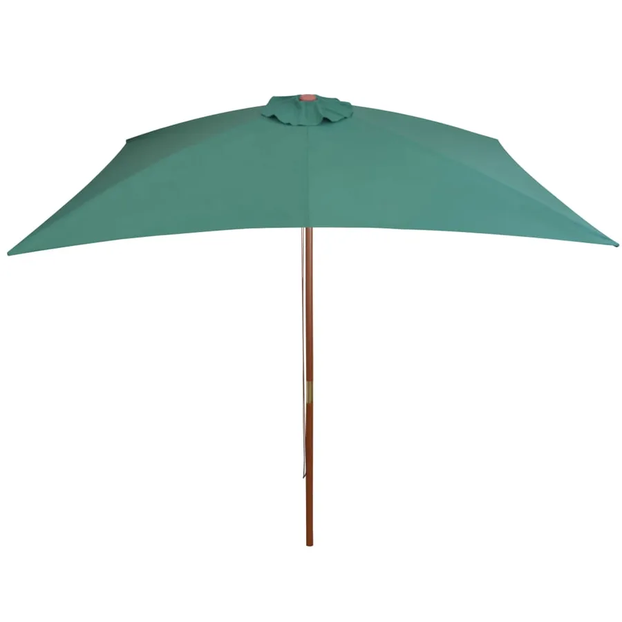 Parasol avec poteau en bois 200 x 300 cm Vert - 3