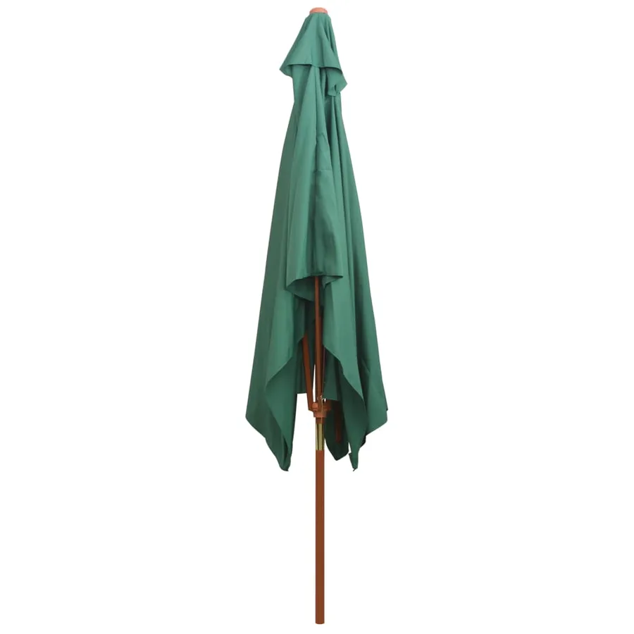 Parasol avec poteau en bois 200 x 300 cm Vert - 4