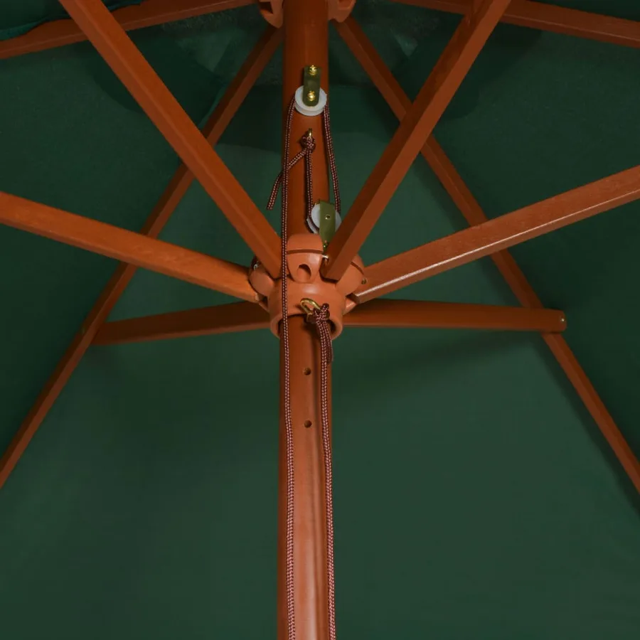 Parasol avec poteau en bois 200 x 300 cm Vert - 5