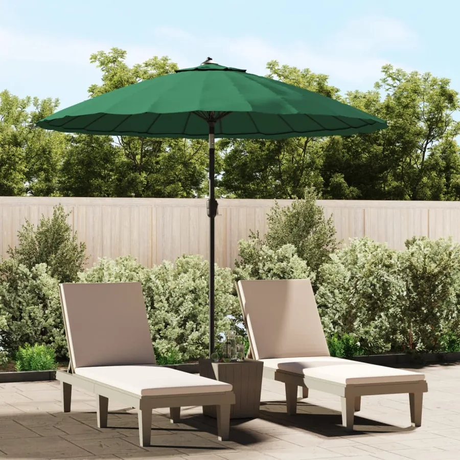 Parasol d'extérieur avec mât en aluminium 270 cm Vert