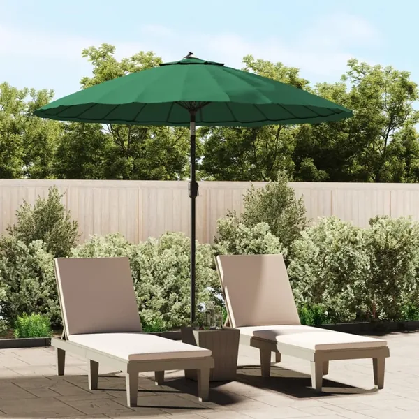 Parasol d'extérieur avec mât en aluminium 270 cm Vert