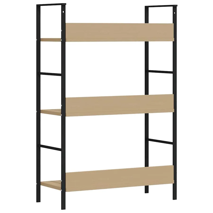 Bibliothèque à 3 niveaux chêne 60x27,6x90,5cm bois d'ingénierie - 7