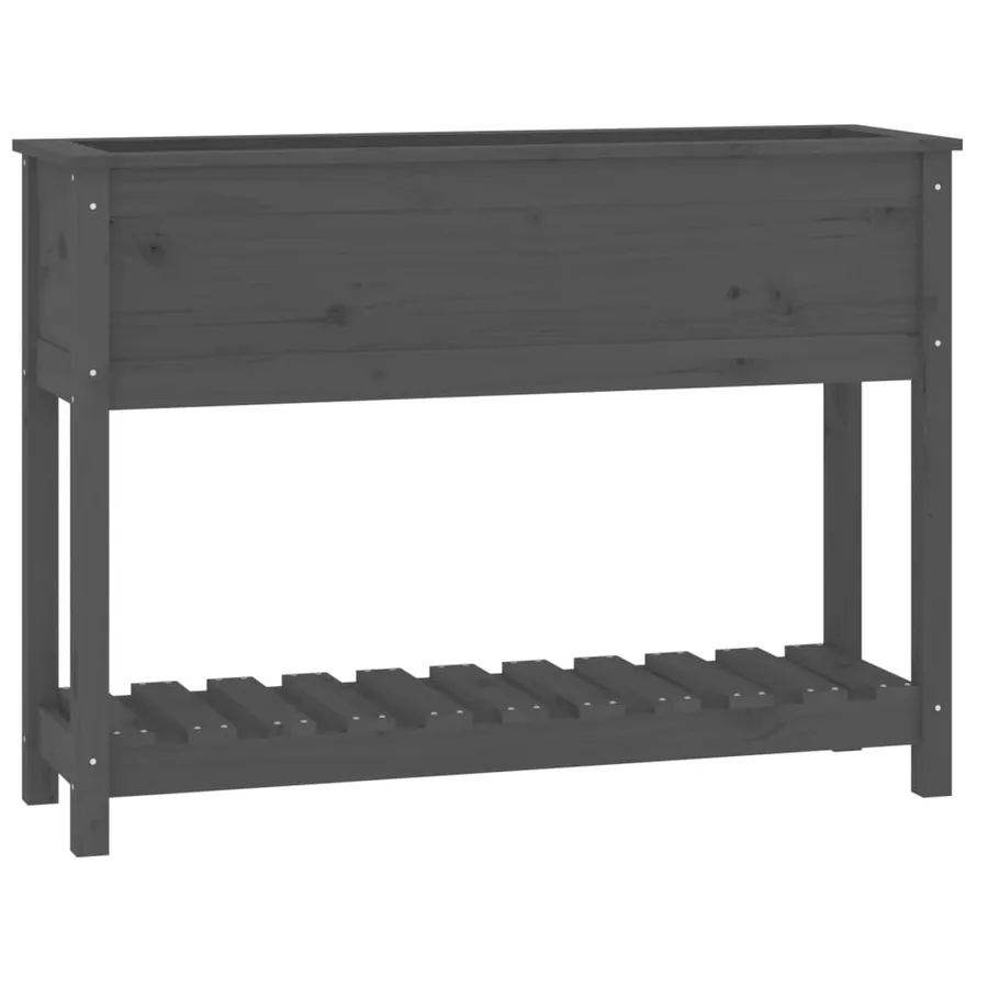 Jardinière avec étagère Gris 111,5x34,5x81cm Bois massif de pin - 2