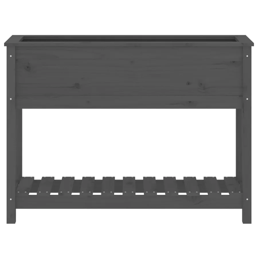 Jardinière avec étagère Gris 111,5x34,5x81cm Bois massif de pin - 5