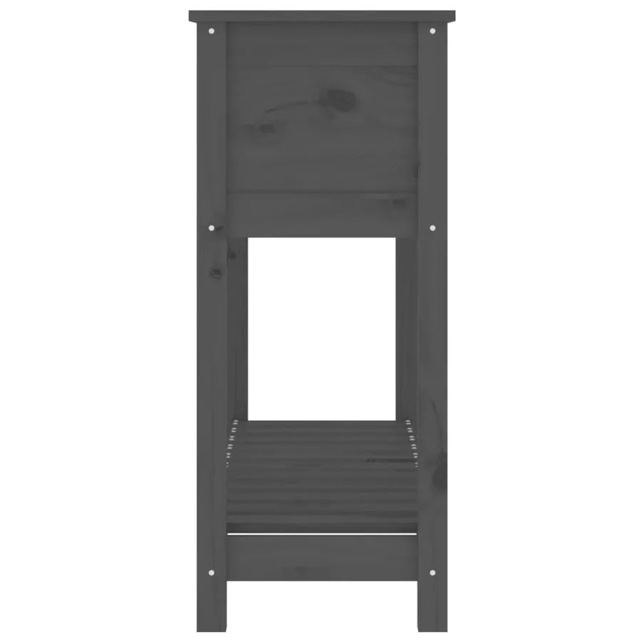 Jardinière avec étagère Gris 111,5x34,5x81cm Bois massif de pin - 6