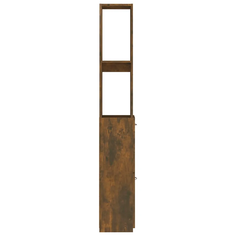 Armoire de bain chêne fumé 25x26,5x170 cm bois d'ingénierie - 6
