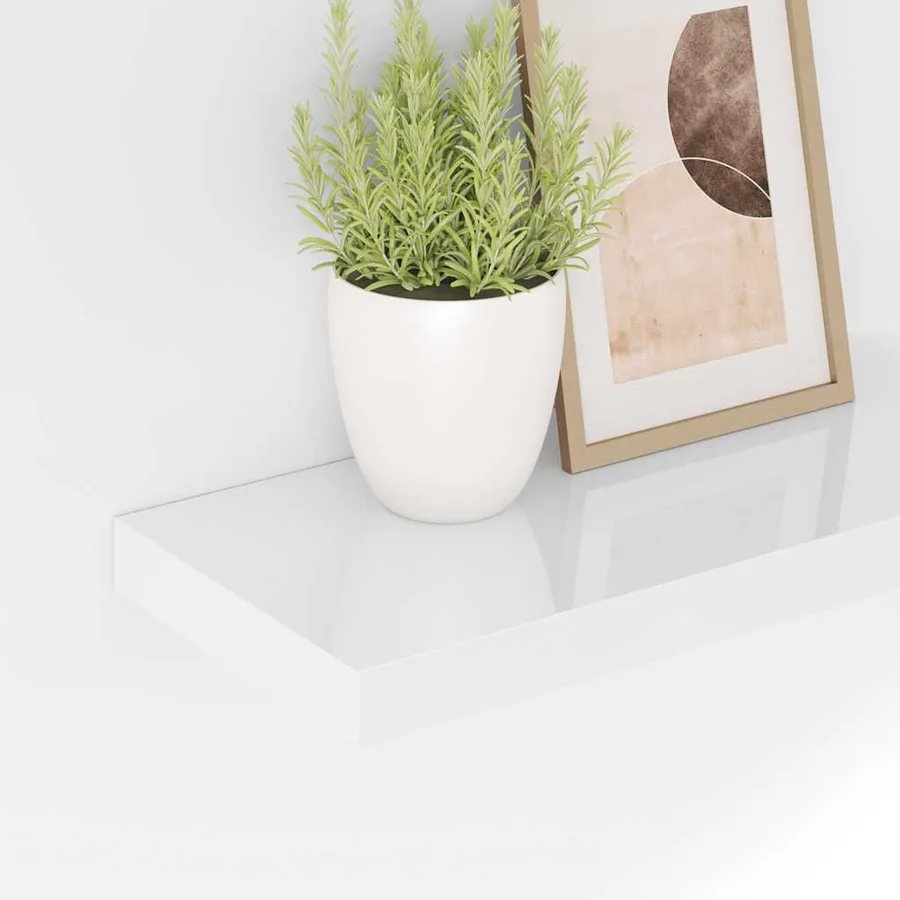 Étagère murale flottante Blanc brillant 50x23,5x3,8 cm MDF - 4