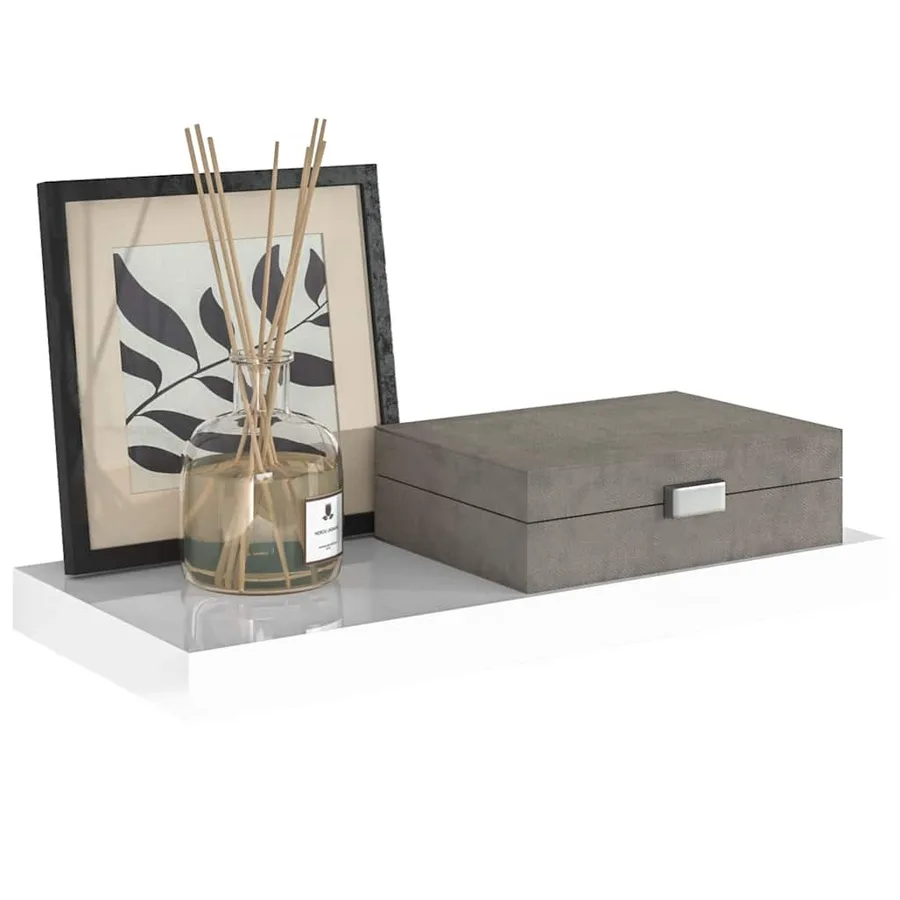 Étagère murale flottante Blanc brillant 50x23,5x3,8 cm MDF - 5