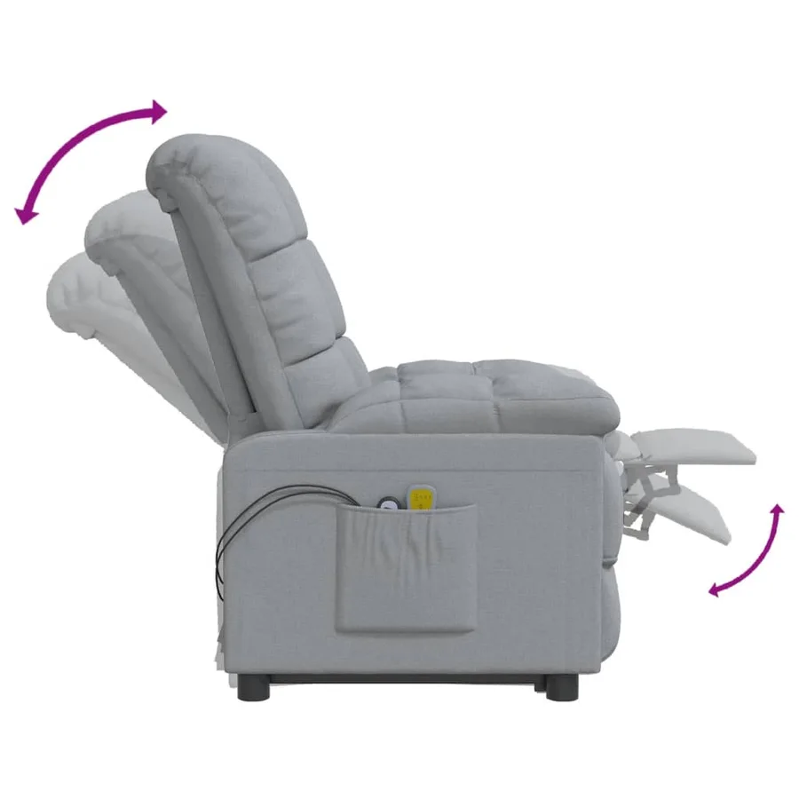 Fauteuil électrique de massage Gris clair Tissu - 8