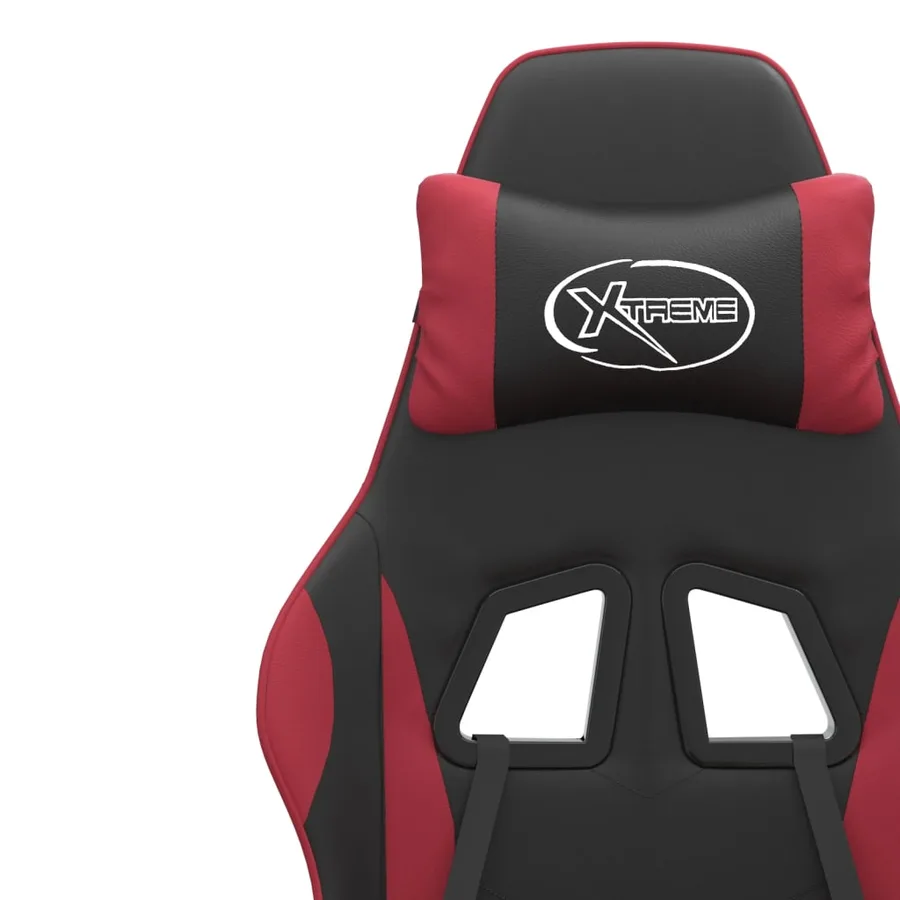 Chaise de jeu avec repose-pied Noir/rouge bordeaux Similicuir - 12