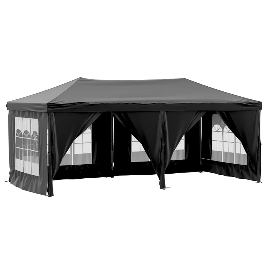 Tente de réception pliable avec parois Noir 3x6 m - 2
