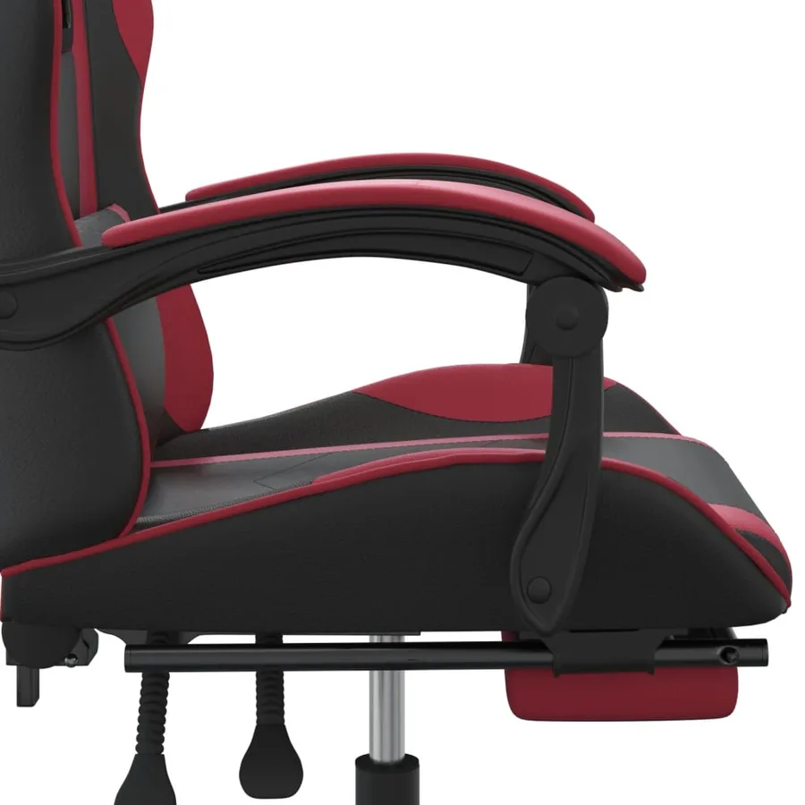 Chaise de jeu pivotante repose-pied Noir bordeaux Similicuir - 8