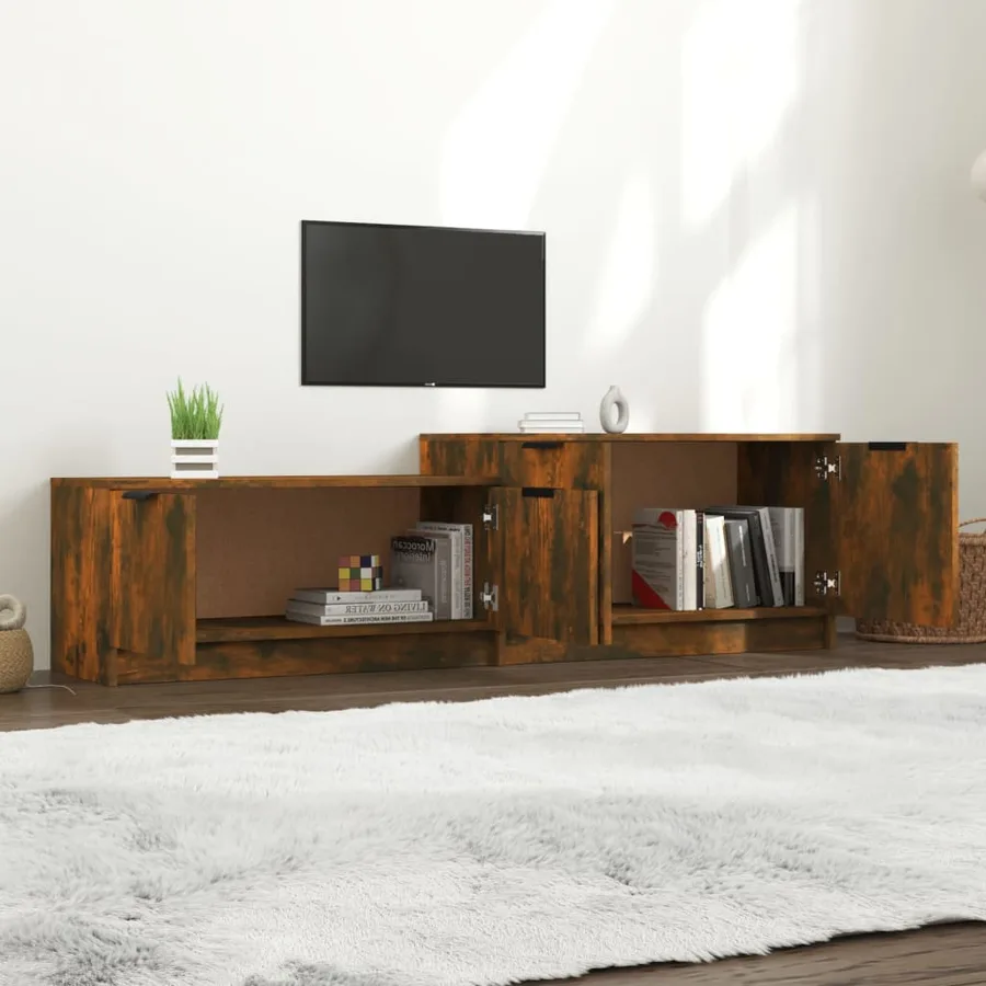 Meuble TV Chêne fumé 158,5x36x45 cm Bois d'ingénierie - 3