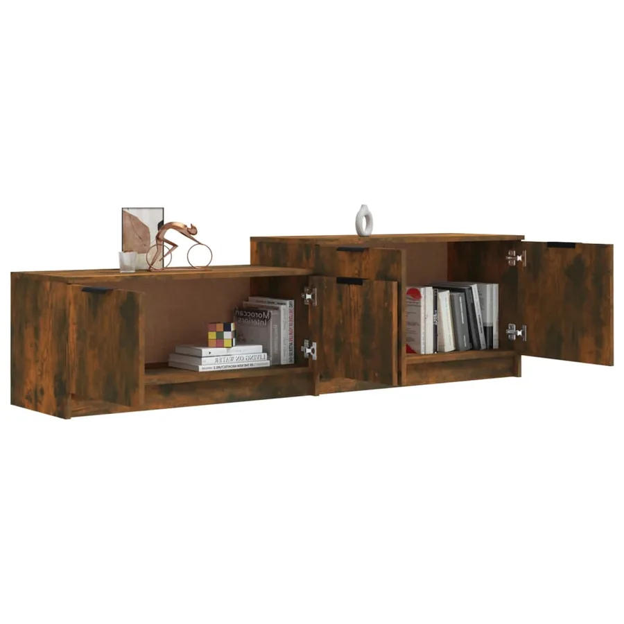 Meuble TV Chêne fumé 158,5x36x45 cm Bois d'ingénierie - 4