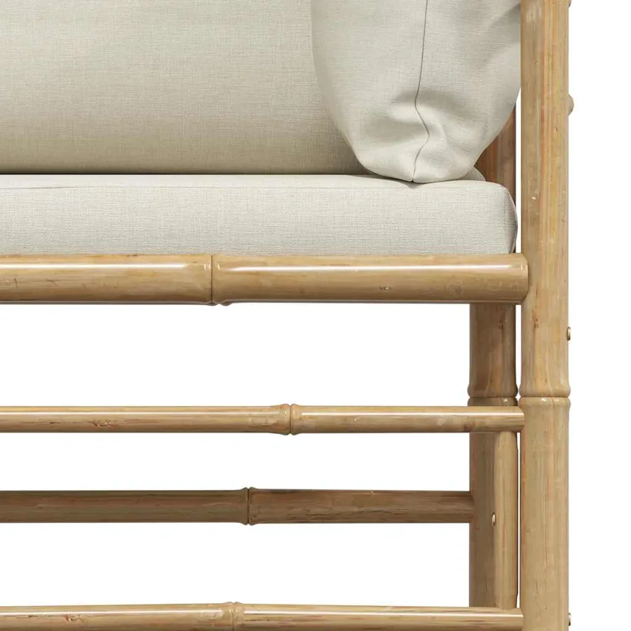 Salon de jardin 2 pcs avec coussins blanc crème Bambou - 13