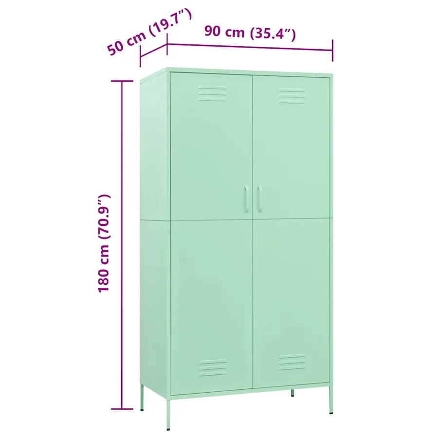 Garde-robe Vert menthe 90x50x180 cm Acier - 10