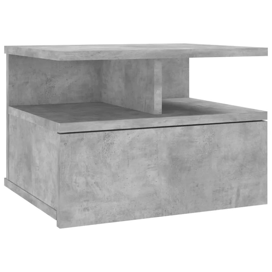 Table de chevet flottante Gris béton Bois d'ingénierie - 2