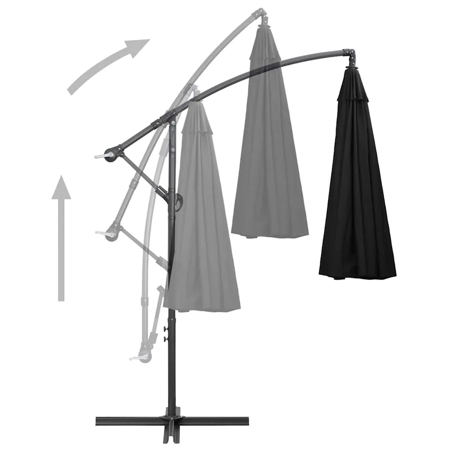 Parasol suspendu avec poteau noir 3 m - 4