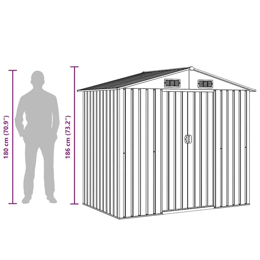 Abri de stockage pour jardin Anthracite Acier 204x132x186 cm - 12