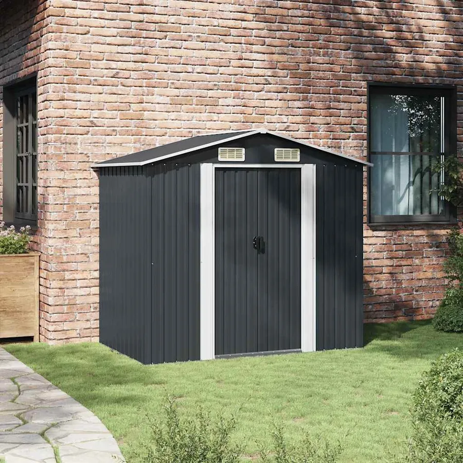 Abri de stockage pour jardin Anthracite Acier 204x132x186 cm - 3