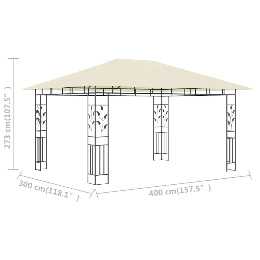 Belvédère avec moustiquaire 4x3x2,73 m Crème 180 g/m² - 6